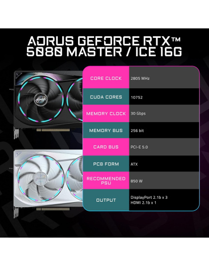 GIGABYTE AORUS GeForce RTX 5080 Master 16G Graphics Card